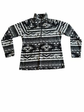 Eddie Bauer Black Ivory Southwestern Aztec Fleece Quarter Zip Pullover M
